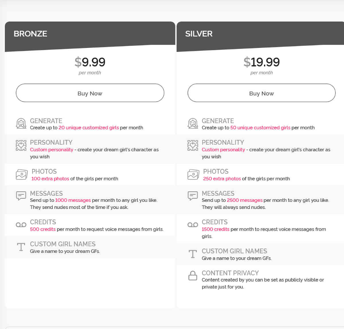 Dream GF bronze and silver plans